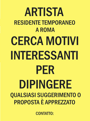 Posible diseño de un cartel o folleto, para colocar y repartir por la ciudad, solicitando al público motivos interesantes para pintar.