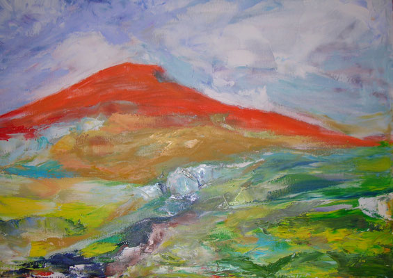 "Roter Berg",  Öl/Lw., gespachtelt, 60 x 80 cm