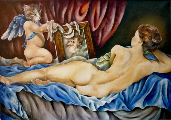 Hommage àVelasques, Venus et son fils 50x70