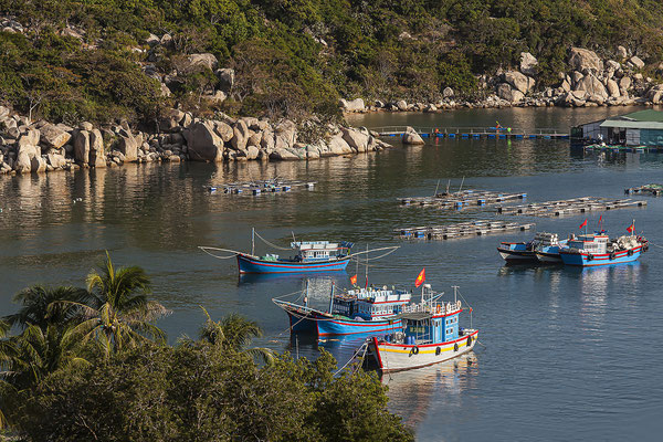 Fishing boats in Vinh Hy Bay, South China Sea, Vietnam, Asia