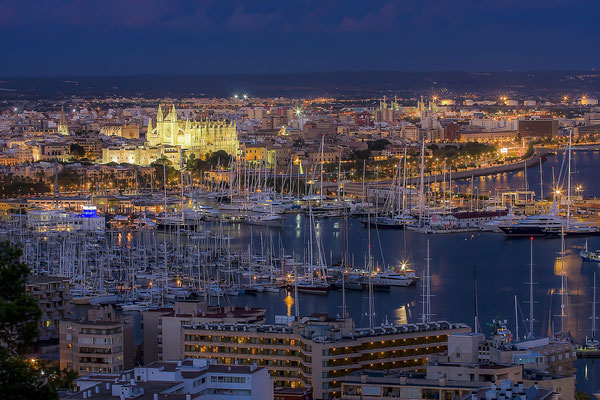Blick auf Hafen, Altstadt und Kathedrale, Palma, Mallorca, Spanien, Europa