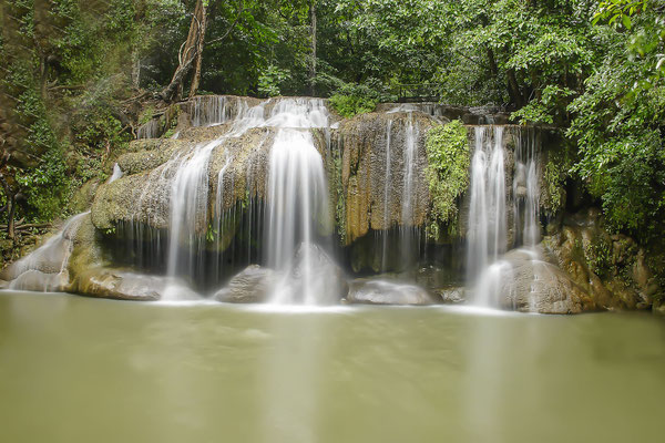 Erawan waterfall in the Erawan National Park, Thailand, Asia