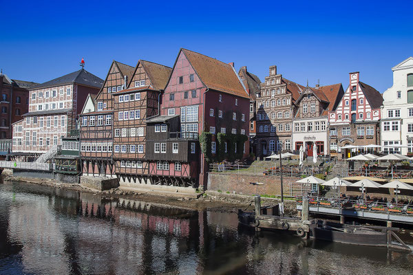Half-timbered houses in the old town of Lüneburg on the Ilmenau, Lueneburg, Germany,Europe