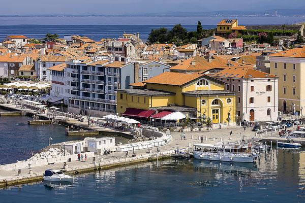 View  at the town of Piran, Piran, Slovenia, Europe