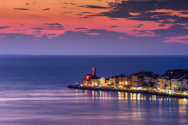 View  at the town of Piran, Piran, Slovenia, Europe