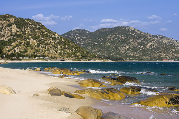 Stone formations on the coast near Cana, Vietnam, Southeast Asia
