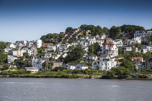 Houses on the Süllberg hill and Elbe River, Blankenese, Hamburg, Hamburg, Germany, Europe 