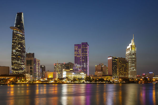 Saigon skyline, city center with Bitexco Tower, District 1, Ho Chi Minh City, Vietnam, Asia