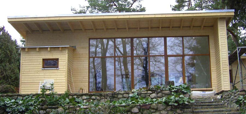 Holzfassade,  hinterlüftete Holzfassade, Holzrahmenbau, Zimmerei Haberland Jüterbog OT Kloster Zinna