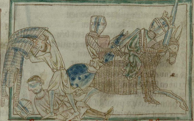 Fig. 15 - Thomas of Kent, Romance of Alexander, Cambridge University Library, Cambridge, Royaume-Uni, O.9.34, f.17v, St Albans (Angleterre), vers 1250