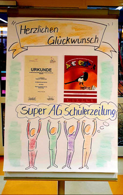Flipchart im Foyer mit Glückwunsch | Albert-Schweitzer-Schule Wittenberge