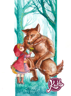 Gouache und Aquarell - Märchen Rotkäppchen