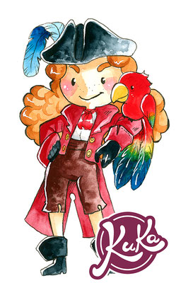 Chibi-Illustration einer Piratin