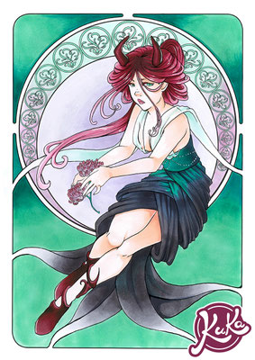 Charakter-Illustration im Jugendstil