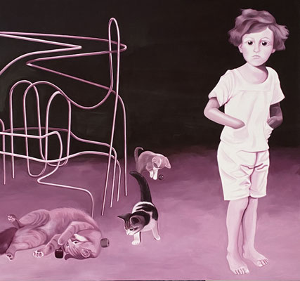The Love Loop; 2025, oil on canvas, 140 x 150 cm