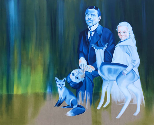 Keine Ahnung, was der Fuchs hier soll, 2020, oil on canvas, 130 x 150 cm