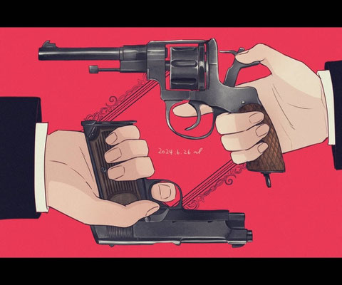 2024年6月制作　ナガンm1895とベレッタm1915です