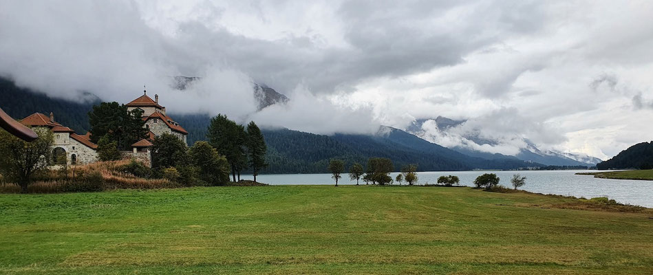Blick auf den Silvaplana-See (und den Maloja-Wind im Gesicht)