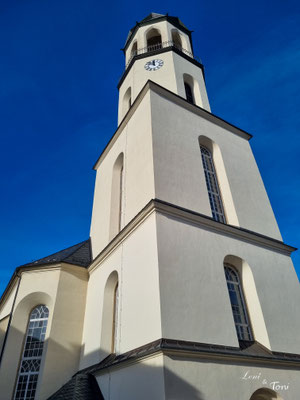 Der Turm der St. Laurentius Kirche in Auerbach - der Drei Türme Stadt