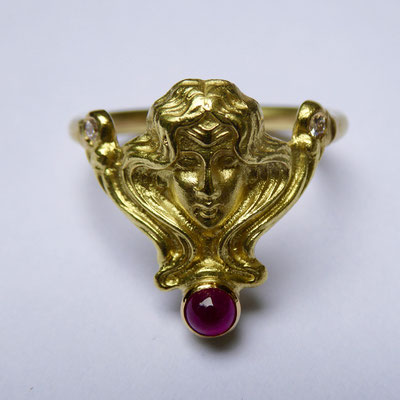 Rubin, Brilliant, Gelbgold 750