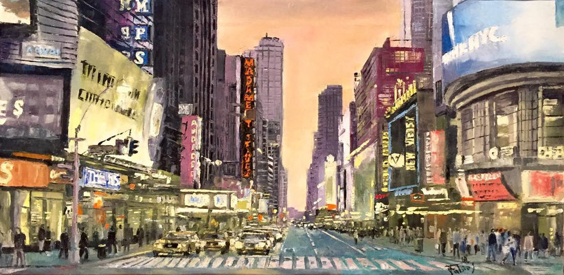 Bellissima veduta di New York - Olio su tela, 30x60