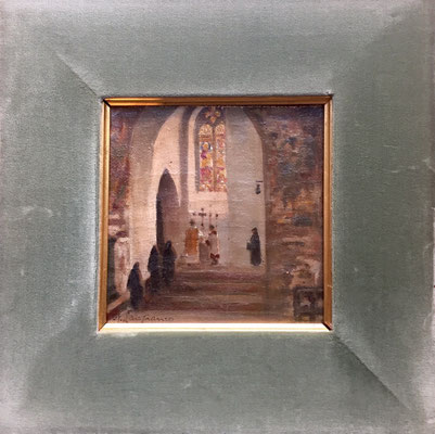 A.Lanfranco - Olio su tela - Interno di chiesa