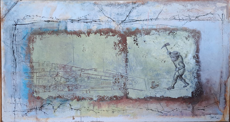 Der Gärtner (Eit., Öl. Markisenstoff) 30x60