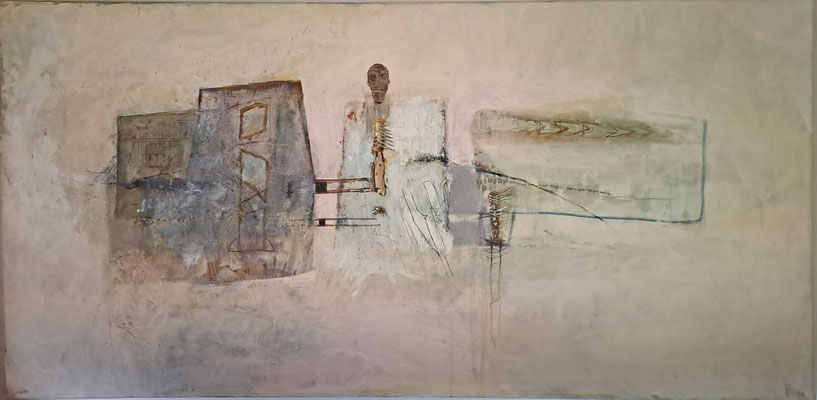 Grabstätte (Eitempera, Knochen,Öl, Leinwand) 70x140