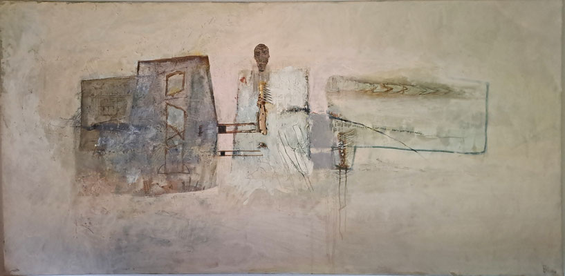 Grabstätte (Eitempera, Knochen,Öl, Leinwand) 70x140