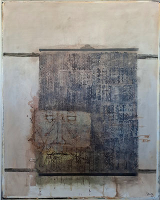 Gesicht vor Kühler (Eit.,Öl, Stempeldruck, Leinwd.) 60x48