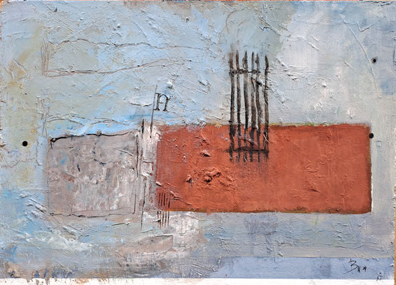 Gitter und kleines n (Eitempera, Öi, Faserpl.) 30x40