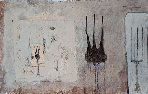 Gabeln (Eit., Öl, Knochen, Pappe) 30x50