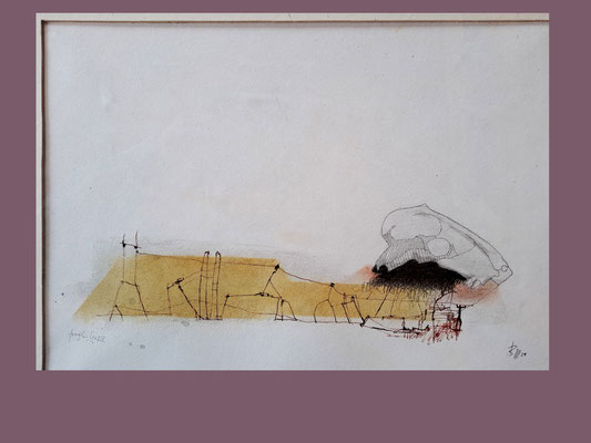 fragiles Gestell (Pastell, Bleistift, Tusche, Papier) 30x40
