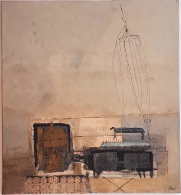 schwarzes schaf, Antenne (Eit., Öl, Rost, Lw) 80x60  (verkauft)