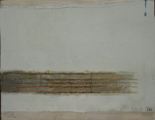 Fünf Stäbe (trompe l'huile) (Eit,Öl,Pappe,Holz,Garn)