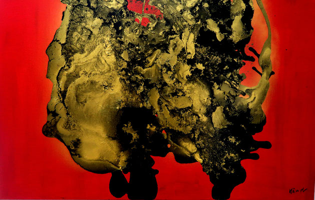 Kreative Meisterstücke: Grafische Gemälde als Ausdruck von Individualität - Gemälde: Daihaku - rot, stark - abstrakt - gold - 6