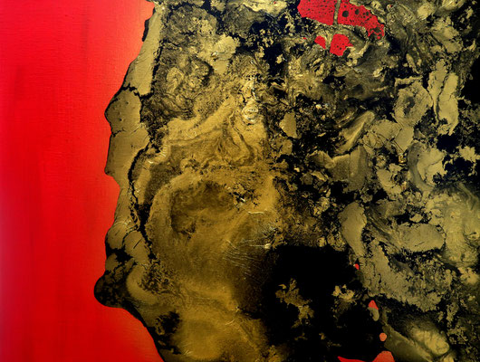 Kreative Meisterstücke: Grafische Gemälde als Ausdruck von Individualität - Gemälde: Daihaku - rot, stark - abstrakt - gold - 3