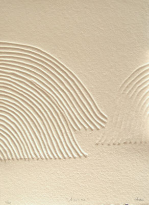 René Galassi : Gravures-Empreintes,  réalisées en 20 exemplaires, sur du papier chiffon Manualis Cartiera in Fabriano, 56x76cm/ hors cadre