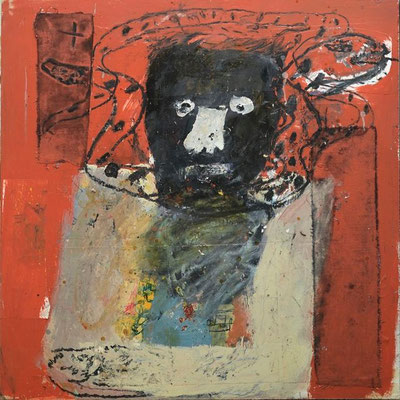 Lyle Carbajal-Charms 3-technique mixte sur bois coffré-enrobage résine-81X81cm-galerie d'art Biot-Lille Art Up 2014