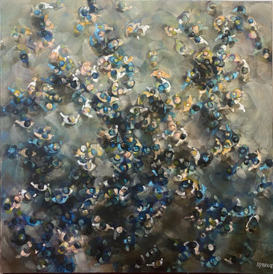 Clothilde Lasserre- "Entre soi" huile sur toile 100X100cm 2022 _ Galerie Gabel-Biot-France