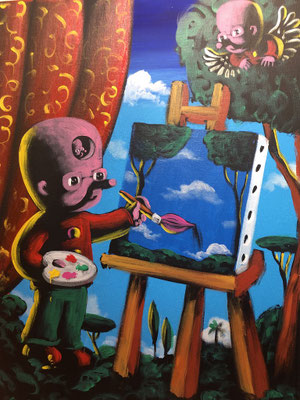 Moya-Acrylique sur toile-Triptyque ouvert partie gauche 70X50cm, triptyque entier 200X70cm. Galerie Gabel-BIOT 