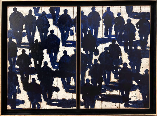 Olivier Suire-Verley, 60X80cm, diptyque,  huile sur panneau, encadré. "Discipline" Galerie Gabel -Biot - Côte d'Azur