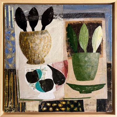 Yves Bonhomme, techniques mixtes sur toile, 50X50cm encadrés -1380 € - Galerie Gabel - Biot