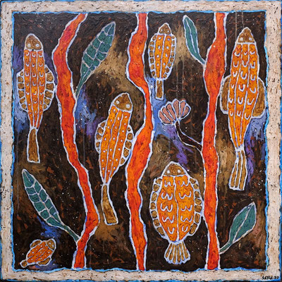 SETCH, 92X92cm technique mixte sur panneau. Galerie Gabel, Biot