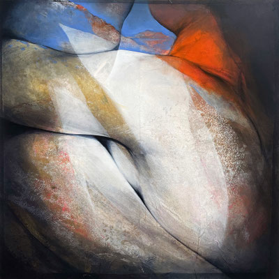 Etienne Gros - Cou orange 100X100cm -Galerie Gabel - Biot
