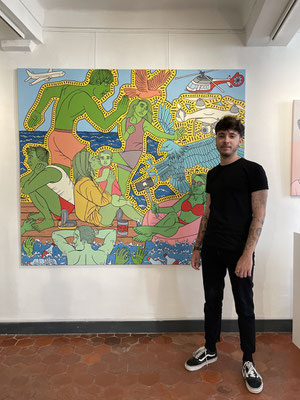 Julian Semiao lors de son solo show Galerie Gabel, 2021