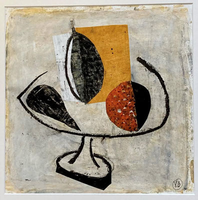 Yves Bonhomme, techniques mixtes sur papier, 44X44cm encadrés - Galerie Gabel - Biot