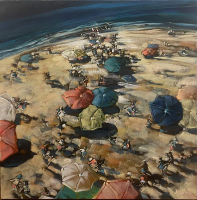 Clothilde Lasserre - huile sur toile, 45X45cm "Murmure des bains", Galerie Gabel-Biot-France
