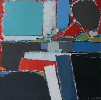 Anne Arnaud  90X90cm-huile sur toile-galerie d'art côte d'Azur-Biot-GABEL