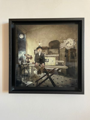 OliR , photomontage, art numérique, tirage 8 ex vernis sur Dibond dans caisse américaine 29X29cm 180€. Galerie Gabel, Biot